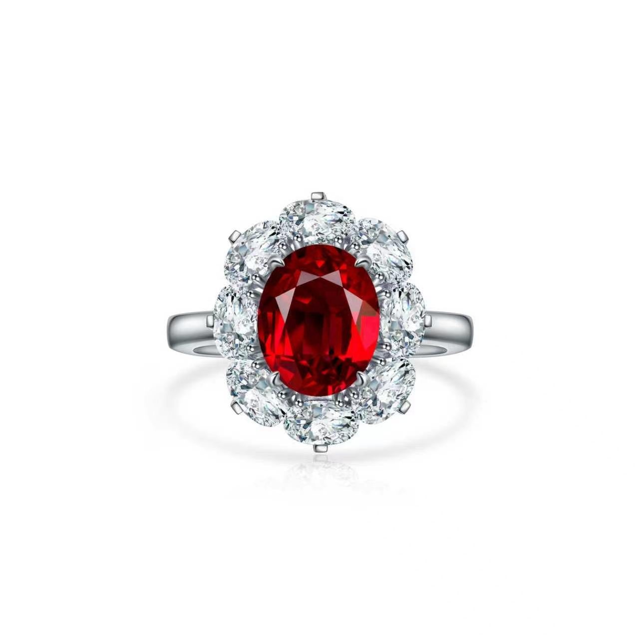 s925 sterling silver lab sapphire/ruby/paraiba/cobalt spinel & cz diamond ring