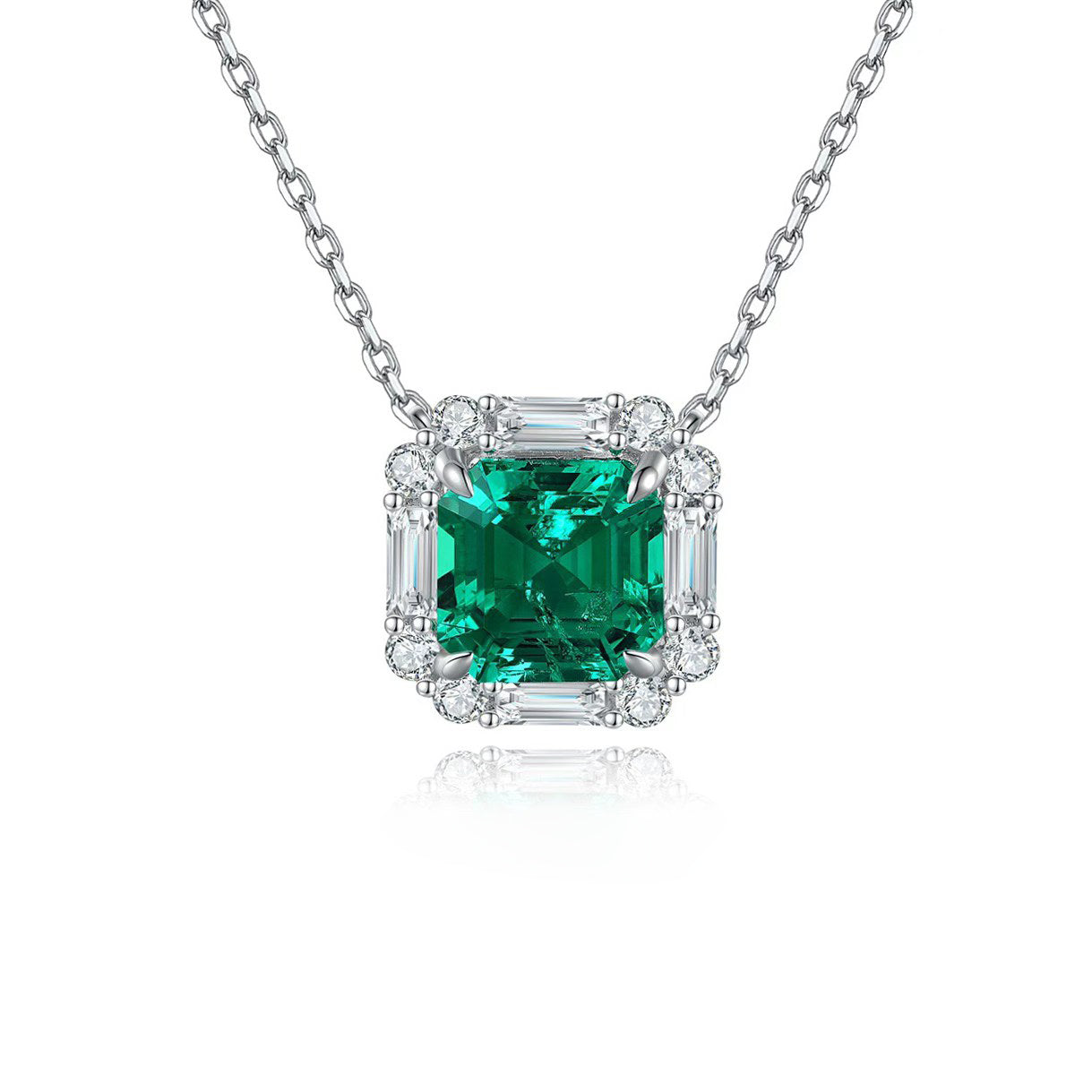 s925 sterling silver lab ruby/sapphire/emerald/paraiba/cobalt spinel & cz diamond necklace