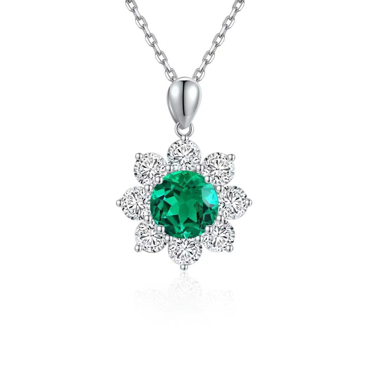 s925 sterling silver lab paraiba/ruby/emerald/cobalt spinel/sapphire & cz diamond necklace