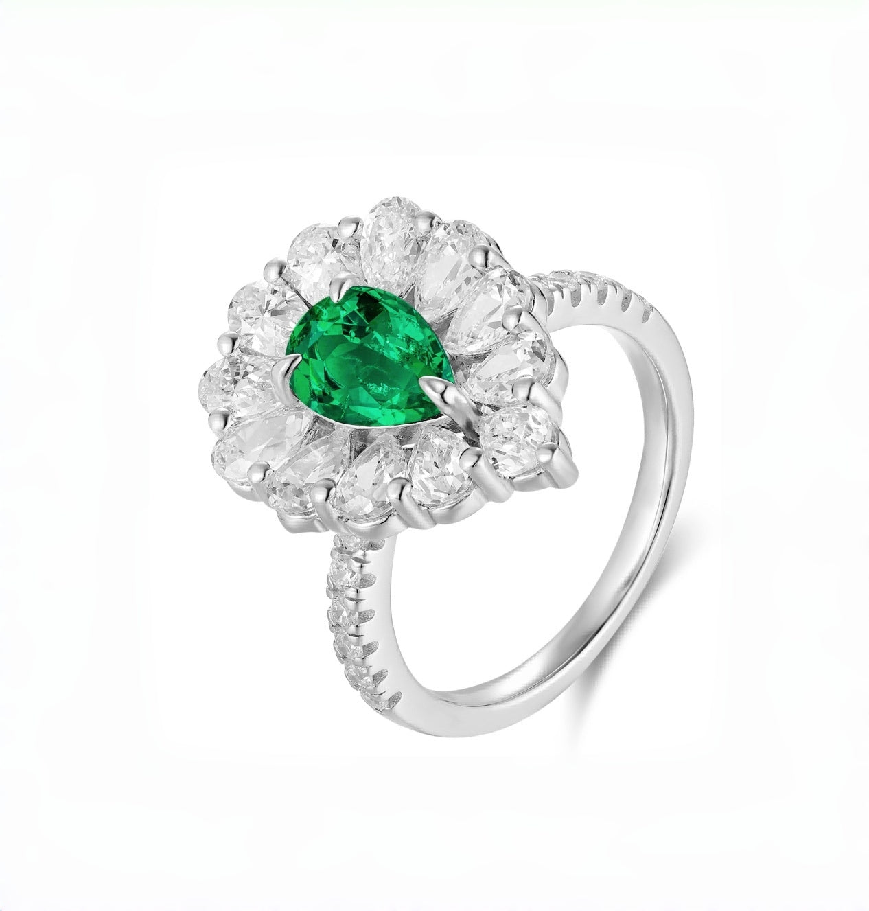 s925 sterling silver paraiba/emerald/ruby/sapphire & cz diamond ring