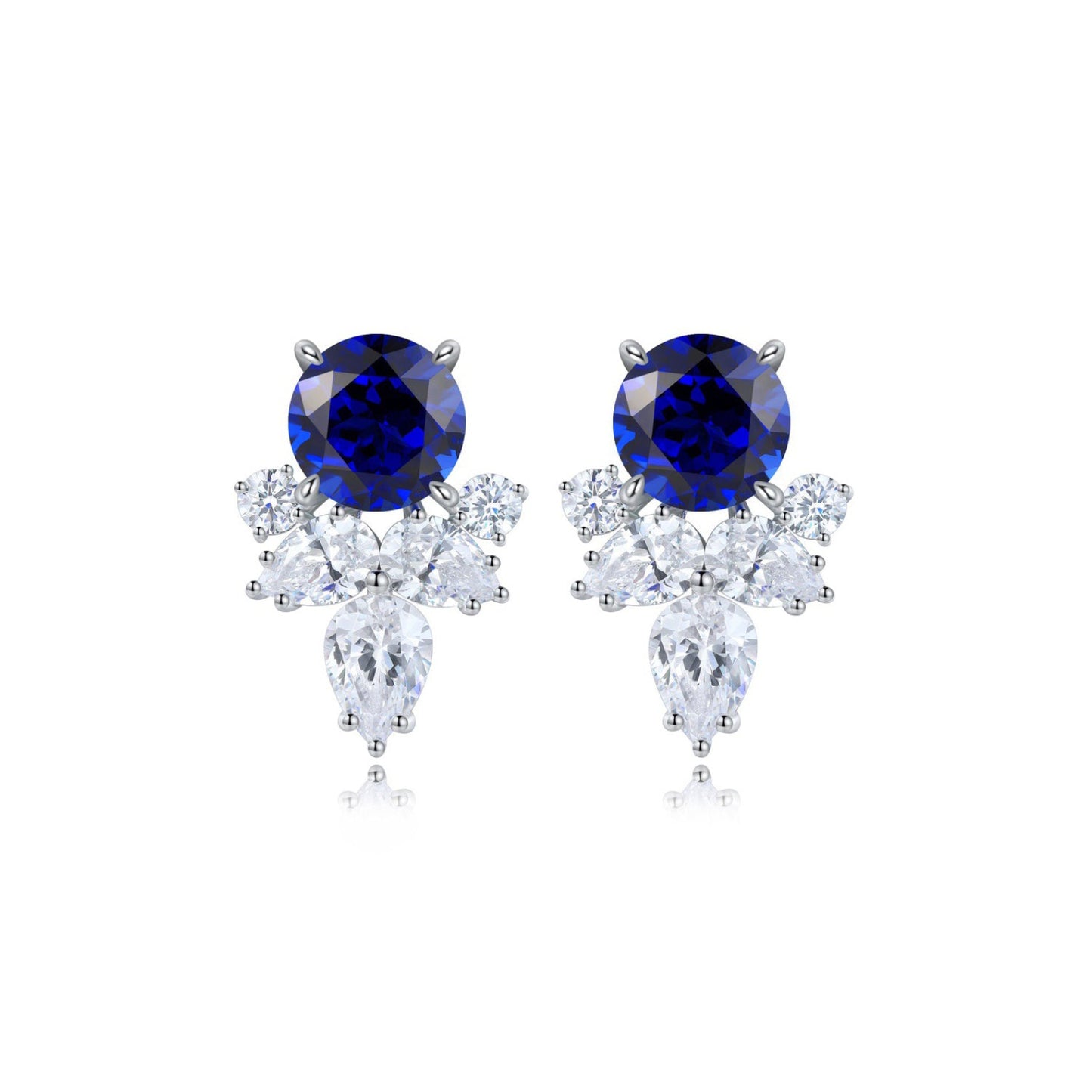s925 sterling silver lab sapphire/ruby/emerald/paraiba & cz diamond stud earrings