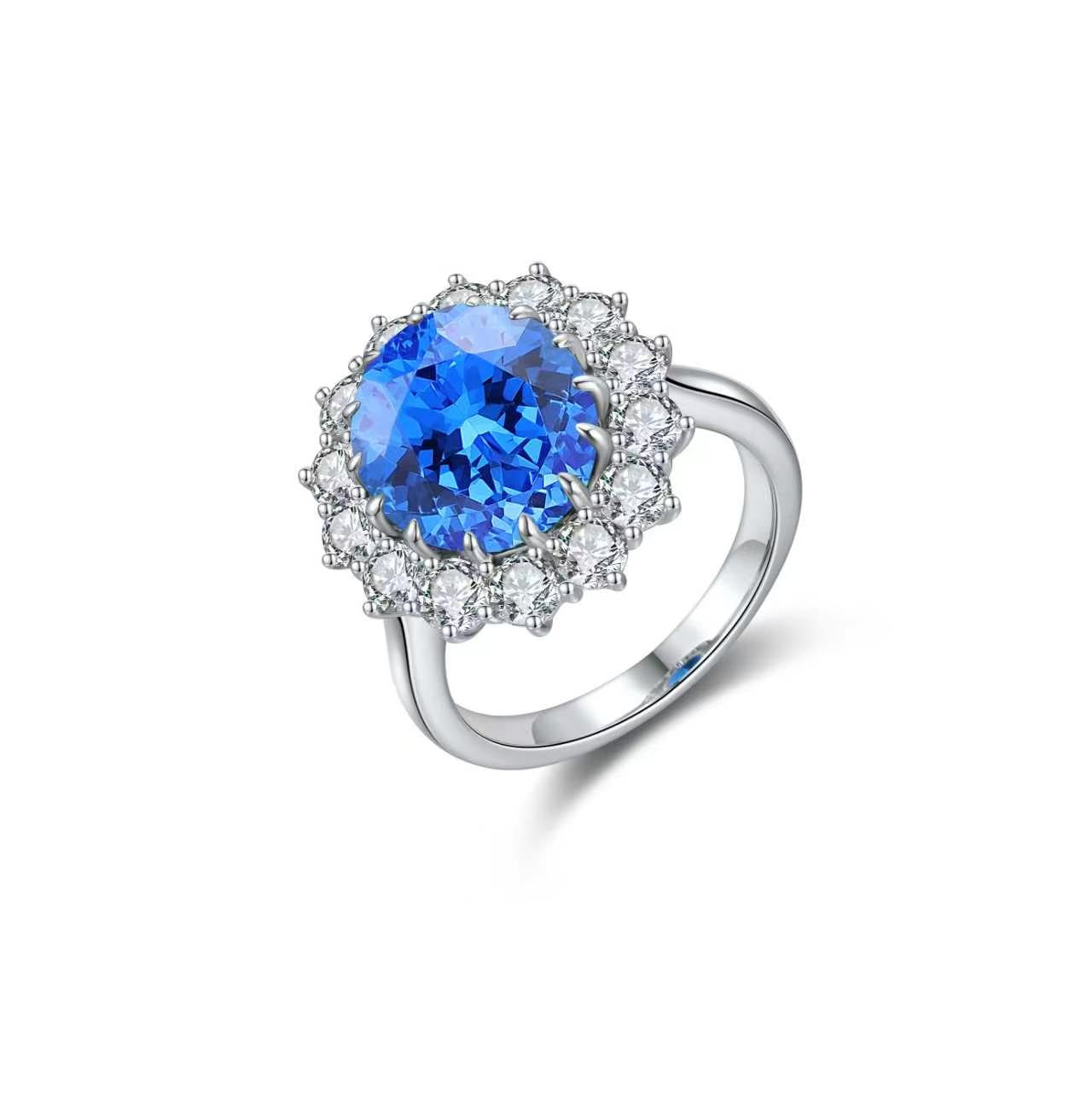 s925 sterling silver lab ruby/paraiba/sapphire/emerald/cobalt spinel & cz diamond ring