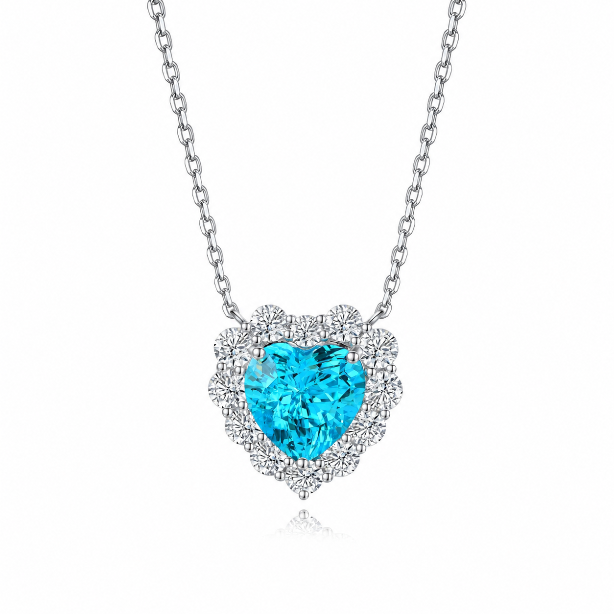s925 sterling silver lab sapphire/paraiba/ruby & cz diamond necklace