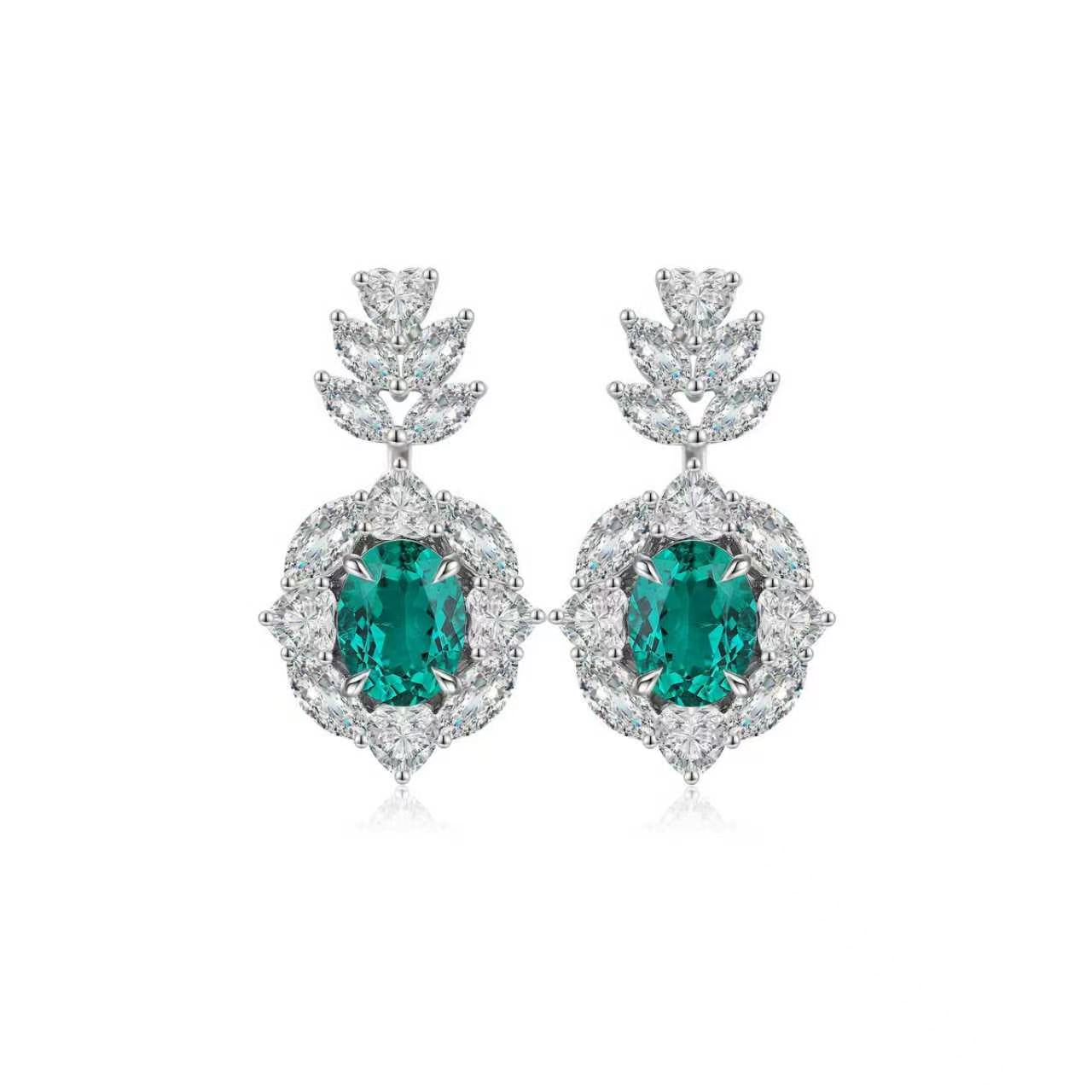 s925 sterling silver lab ruby/sapphire/emerald/paraiba/cobalt spinel & cz diamond earrings