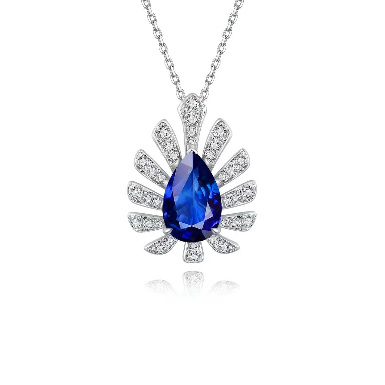 s925 sterling silver lab ruby/sapphire/emerald/paraiba/cobalt spinel & cz diamond necklace