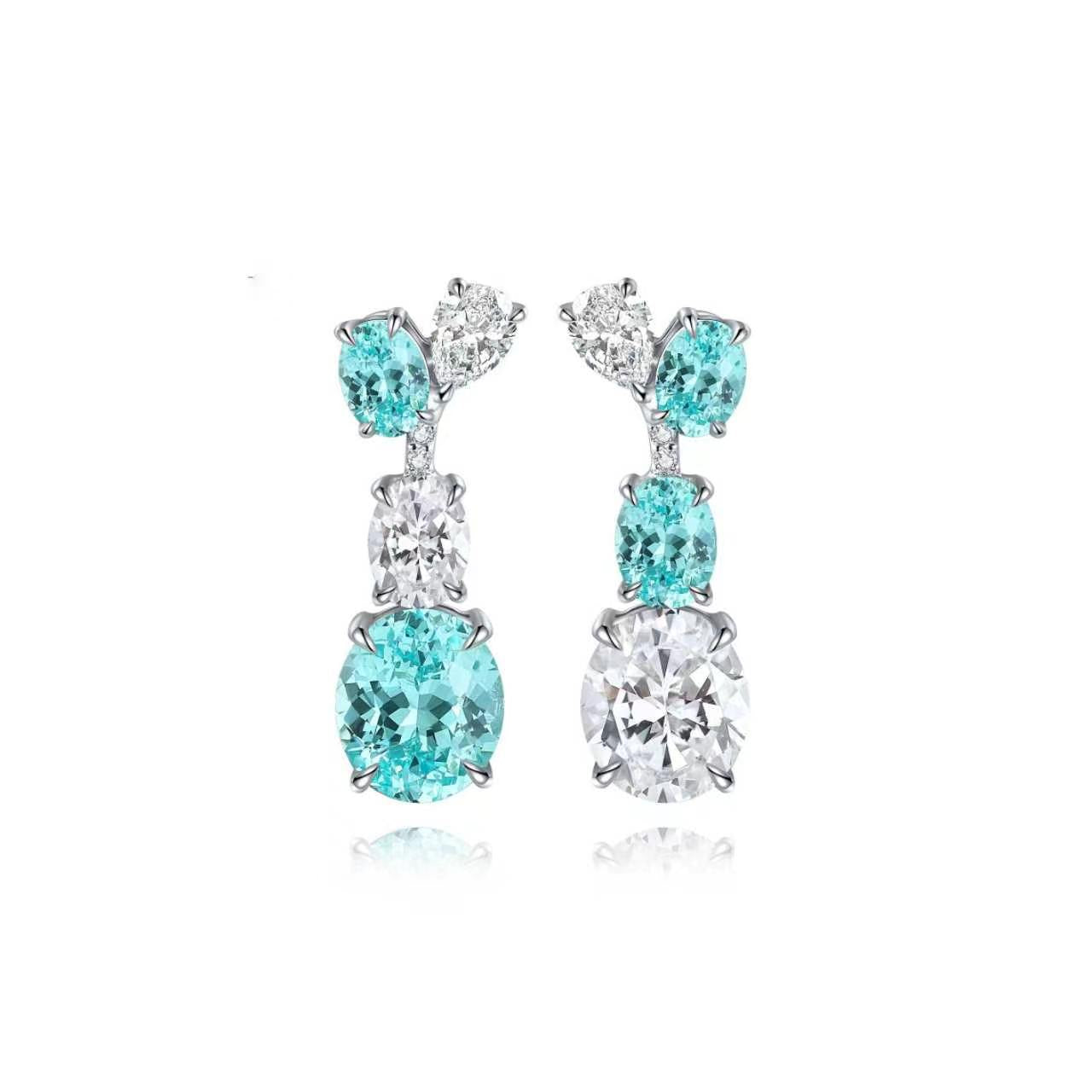 s925 sterling silver lab sapphire/ruby/emerald/paraiba/cobalt spinel & cz diamond earrings
