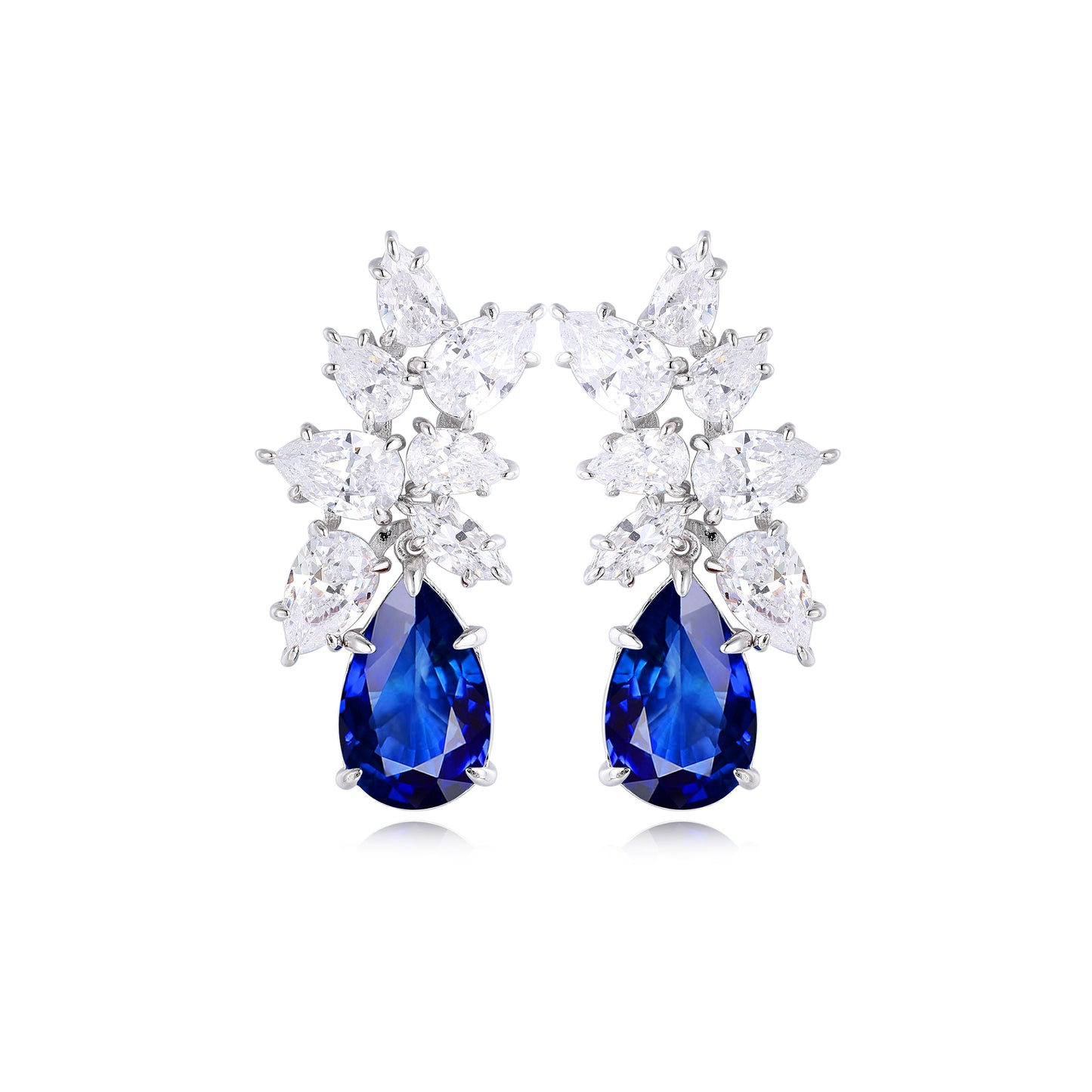 s925 sterling silver lab ruby/sapphire/emerald/paraiba & cz diamond earrings