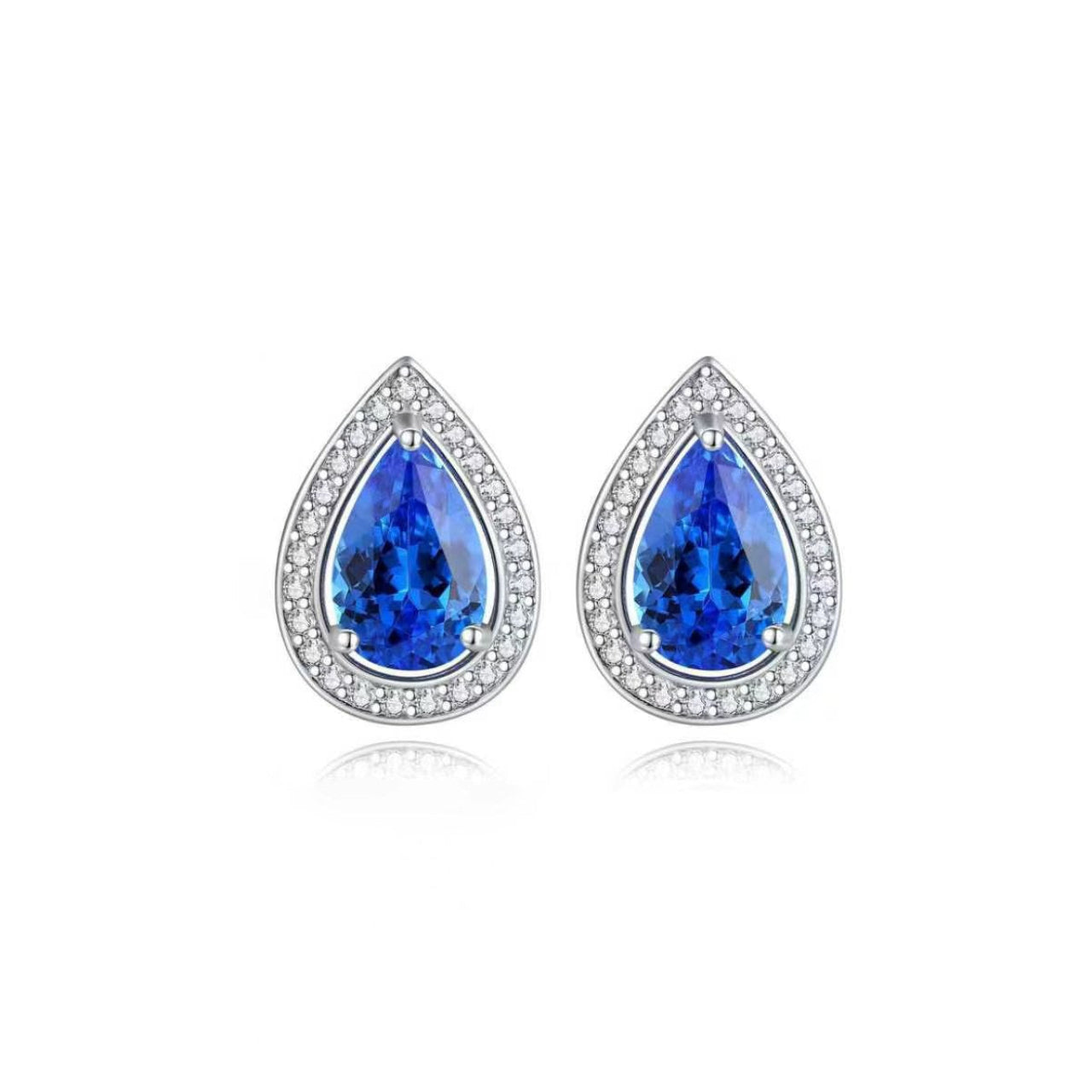 s925 sterling silver lab cobalt spinel/ruby/sapphire/emerald/paraiba & cz diamond stud earrings