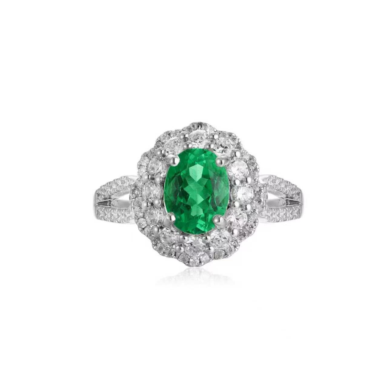 s925 sterling silver lab paraiba/sapphire/ruby/emerald & cz diamond ring