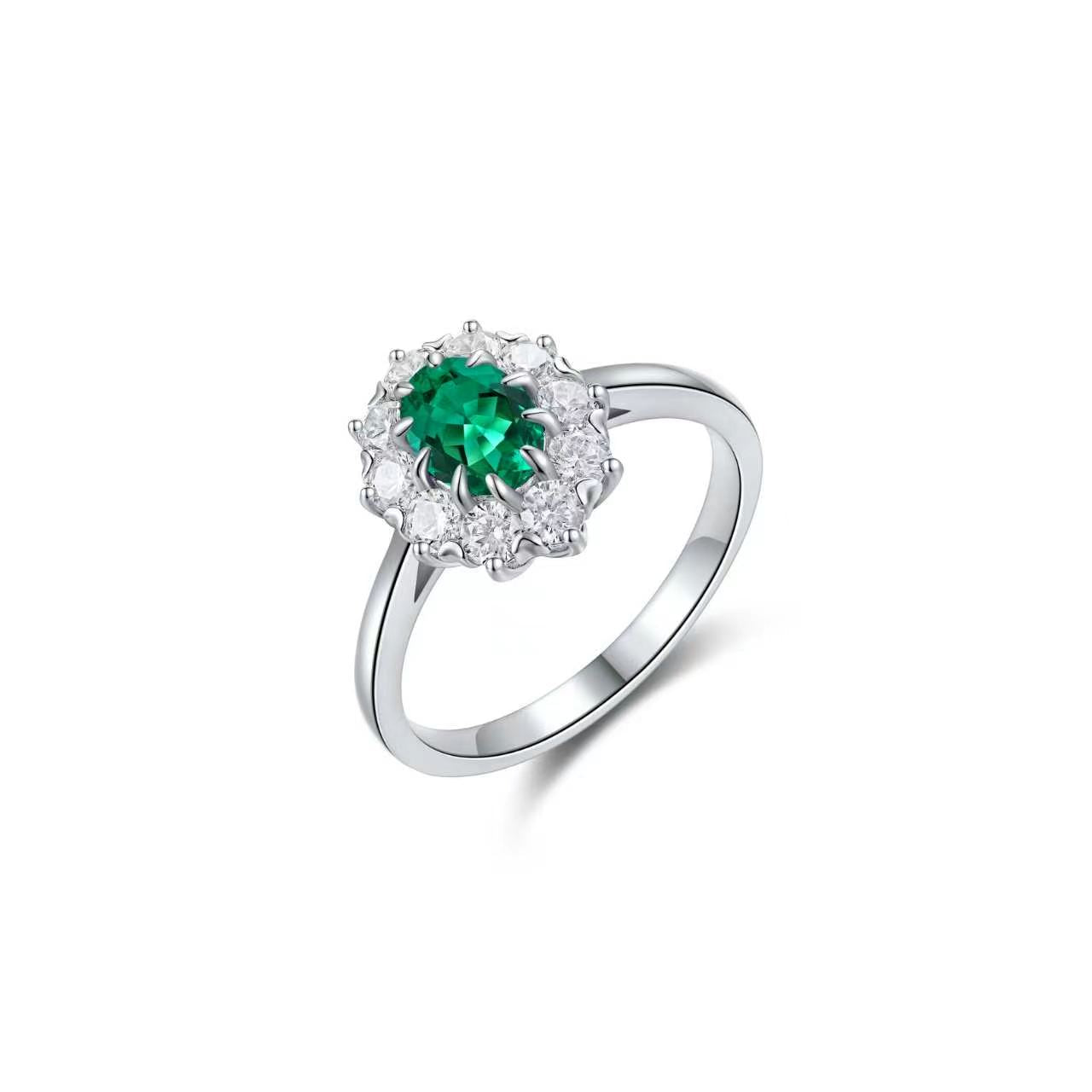 s925 sterling silver lab ruby/sapphire/emerald/paraiba/cobalt spinel & cz diamond ring