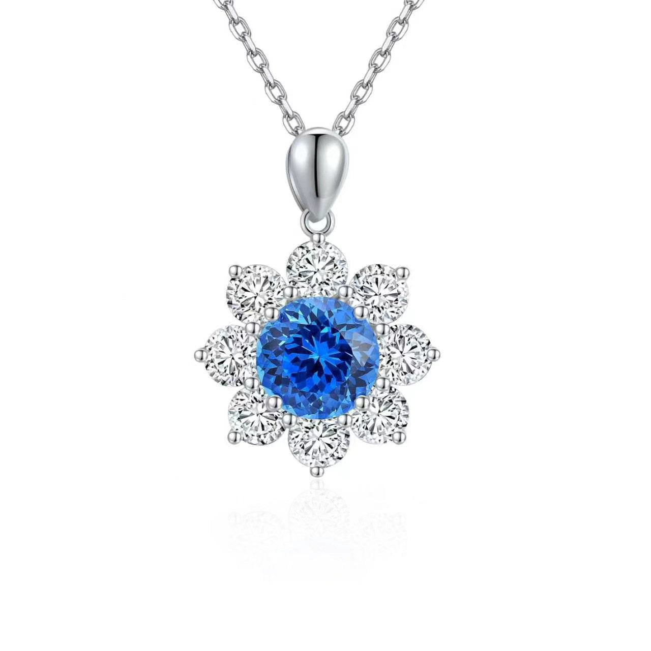 s925 sterling silver lab paraiba/ruby/emerald/cobalt spinel/sapphire & cz diamond necklace