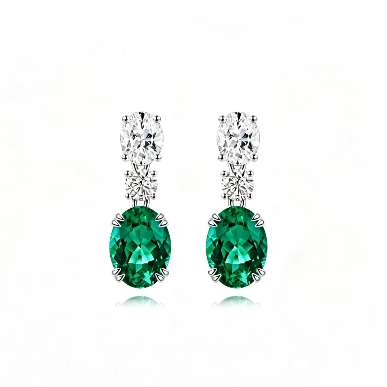 s925 sterling silver lab ruby/sapphire/emerald/paraiba/cobalt spinel & cz diamond earrings
