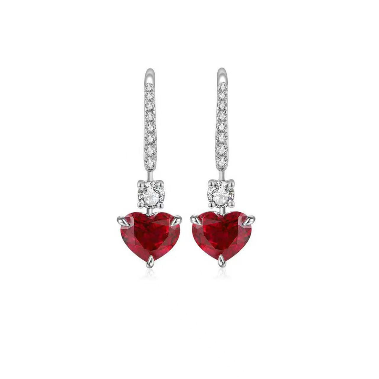 s925 sterling silver lab paraiba/ruby/sapphire/emerald & cz diamond earrings