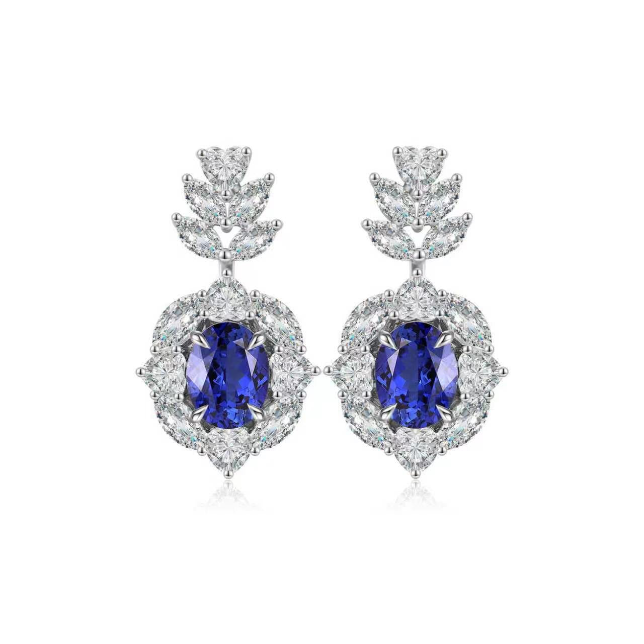 s925 sterling silver lab ruby/sapphire/emerald/paraiba/cobalt spinel & cz diamond earrings