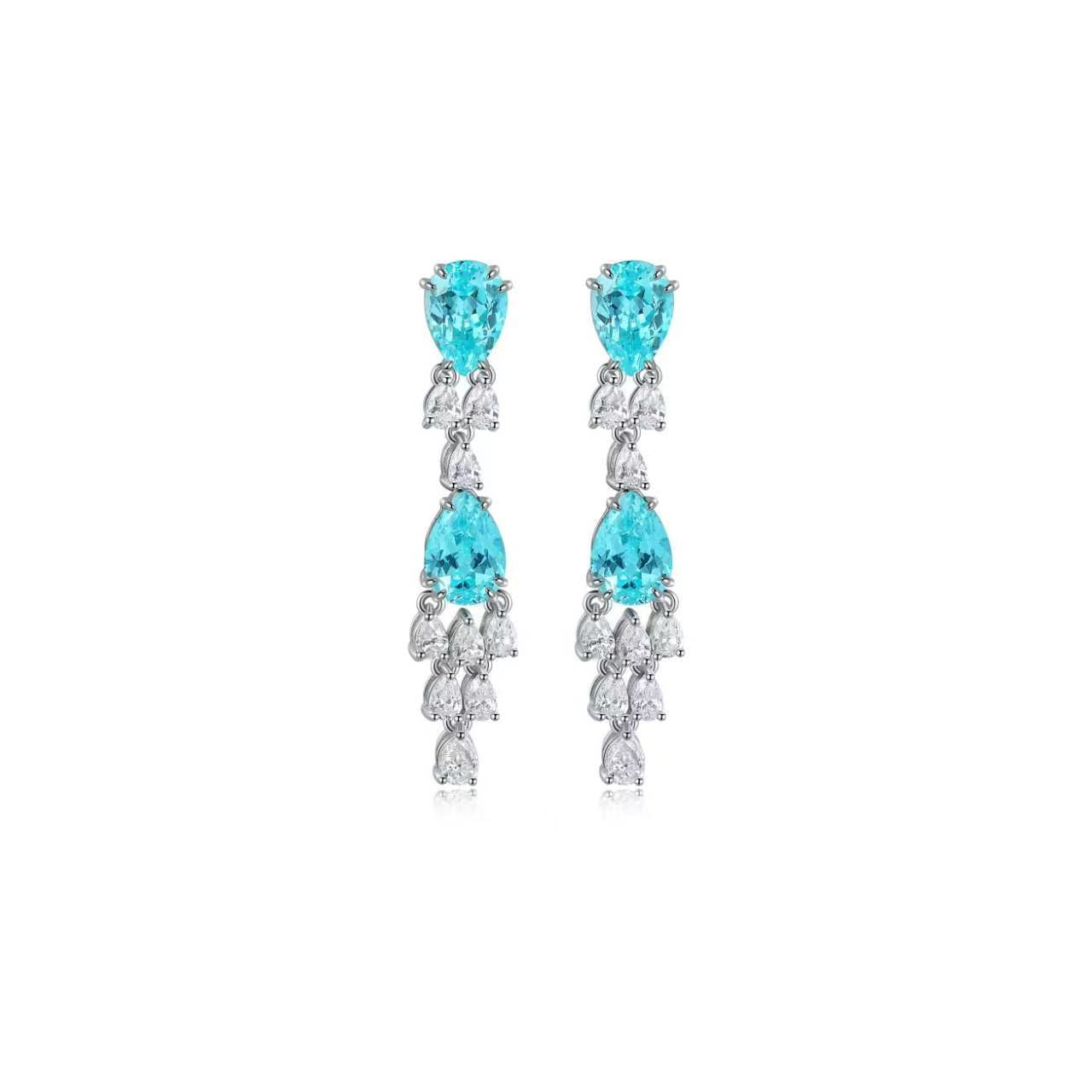 s925 sterling silver lab emerald/ruby/sapphire/paraiba/cobalt spinel & cz diamond earrings