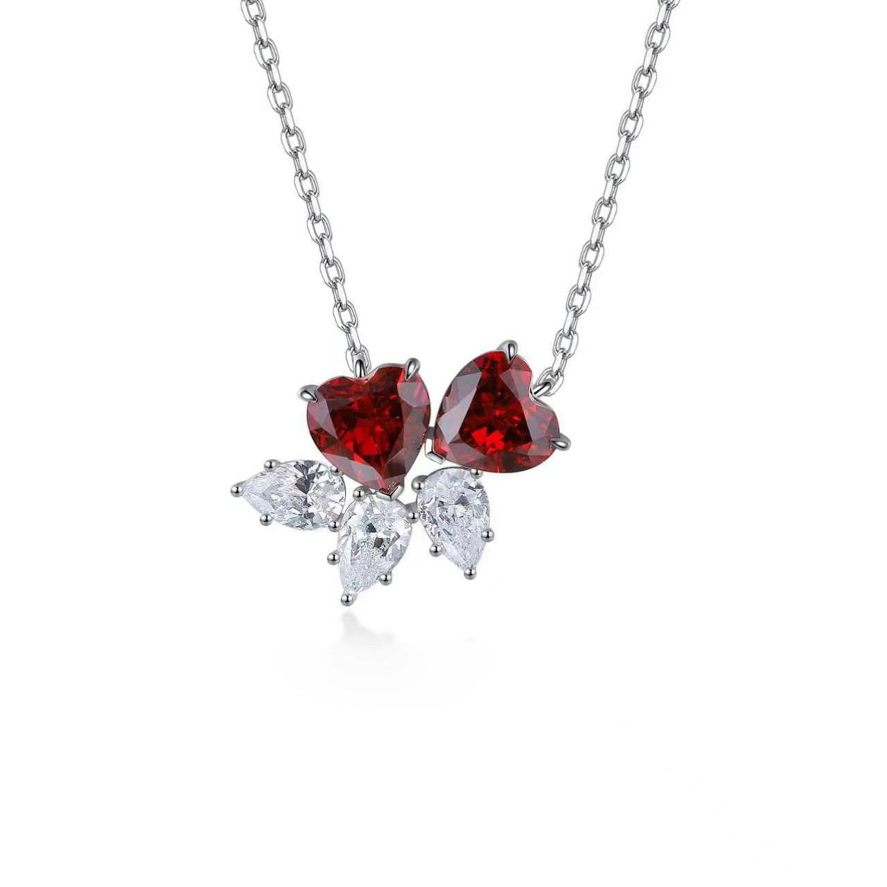 s925 sterling silver lab ruby/sapphire/emerald/paraiba & cz diamond necklace