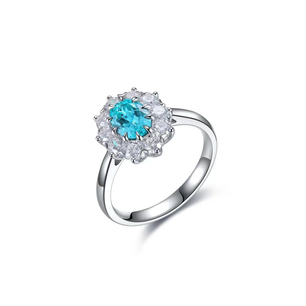 s925 sterling silver lab ruby/sapphire/emerald/paraiba/cobalt spinel & cz diamond ring