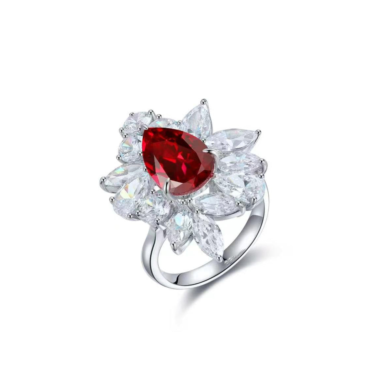 s925 sterling silver lab ruby/sapphire/emerald/paraiba/cobalt spinel & cz diamond ring