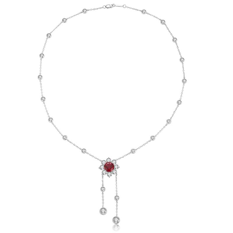 s925 sterling silver lab emerald/ruby/sapphire/paraiba/cobalt spinel & cz diamond necklace