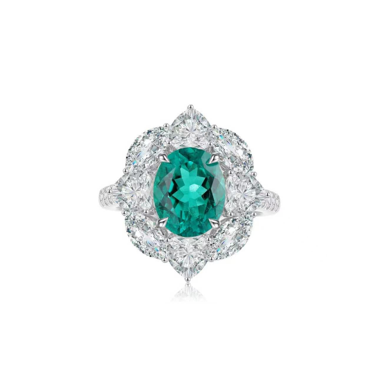 s925 sterling silver lab paraiba/ruby/sapphire/emerald/cobalt spinel & cz diamond ring