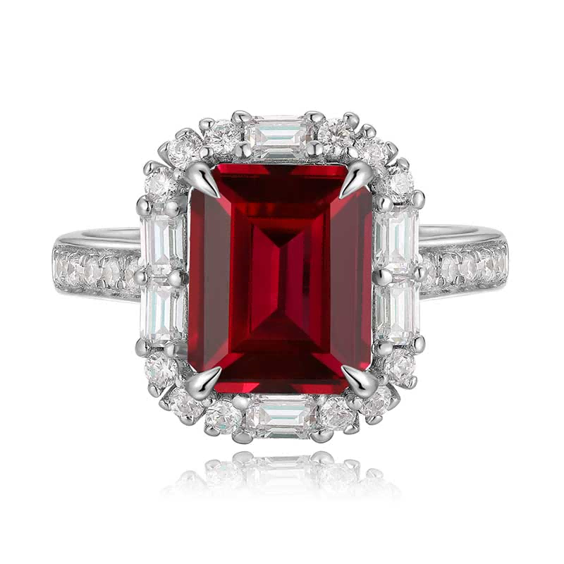 s925 sterling silver lab emerald/ruby/sapphire/paraiba & cz diamond ring