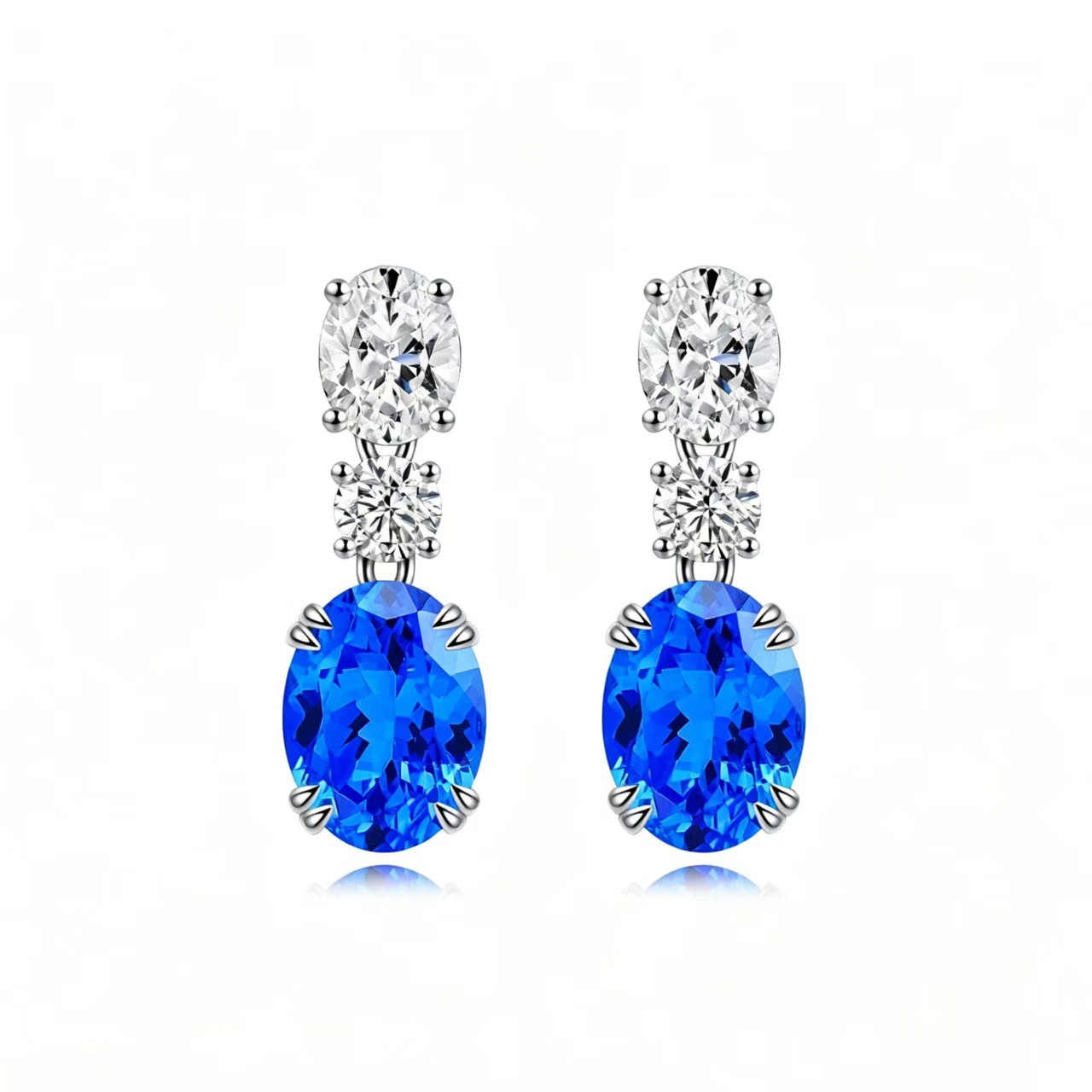 s925 sterling silver lab ruby/sapphire/emerald/paraiba/cobalt spinel & cz diamond earrings