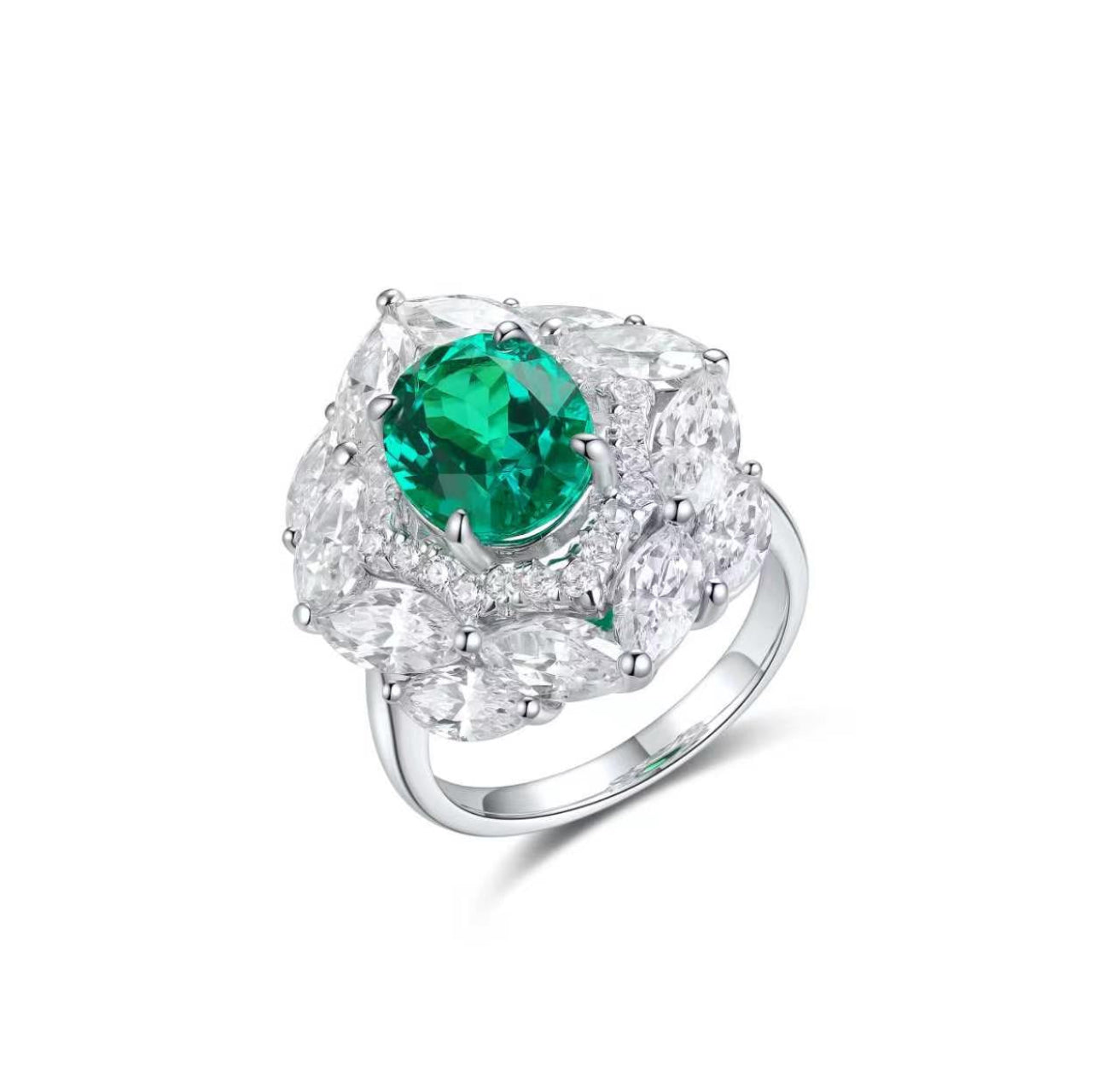 s925 sterling silver lab ruby/sapphire/emerald/paraiba/cobalt spinel & cz diamond ring