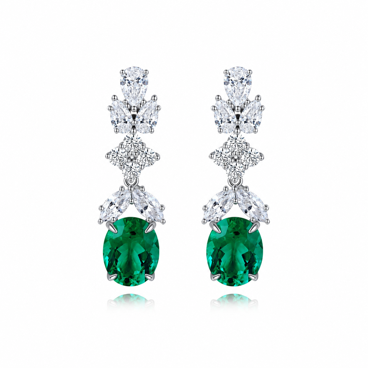 s925 sterling silver lab sapphire/emerald/ruby/paraiba/cobalt spinel & cz diamond earrings