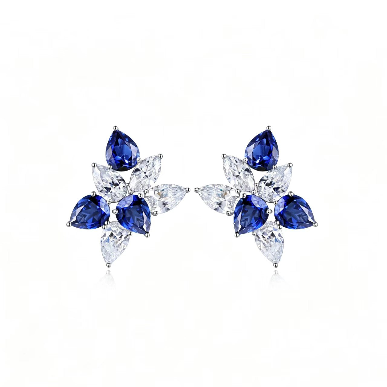 s925 sterling silver lab emerald/ruby/sapphire & cz diamond stud earrings