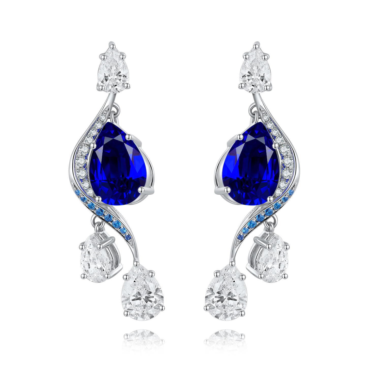 s925 sterling silver lab ruby/sapphire/emerald/paraiba & cz diamond earrings