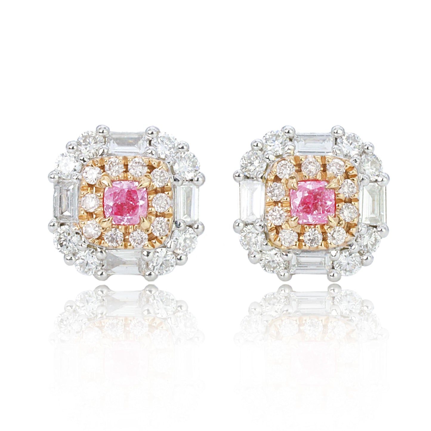 14k/18k gold 0.58 ctw fany pink diamond & diamond earrings