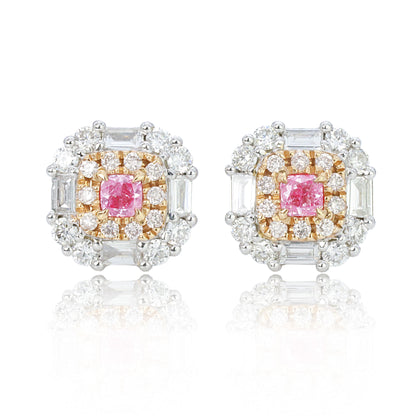 14K/18K GOLD 0.58 CTW FANY PINK DIAMOND & DIAMOND EARRINGS