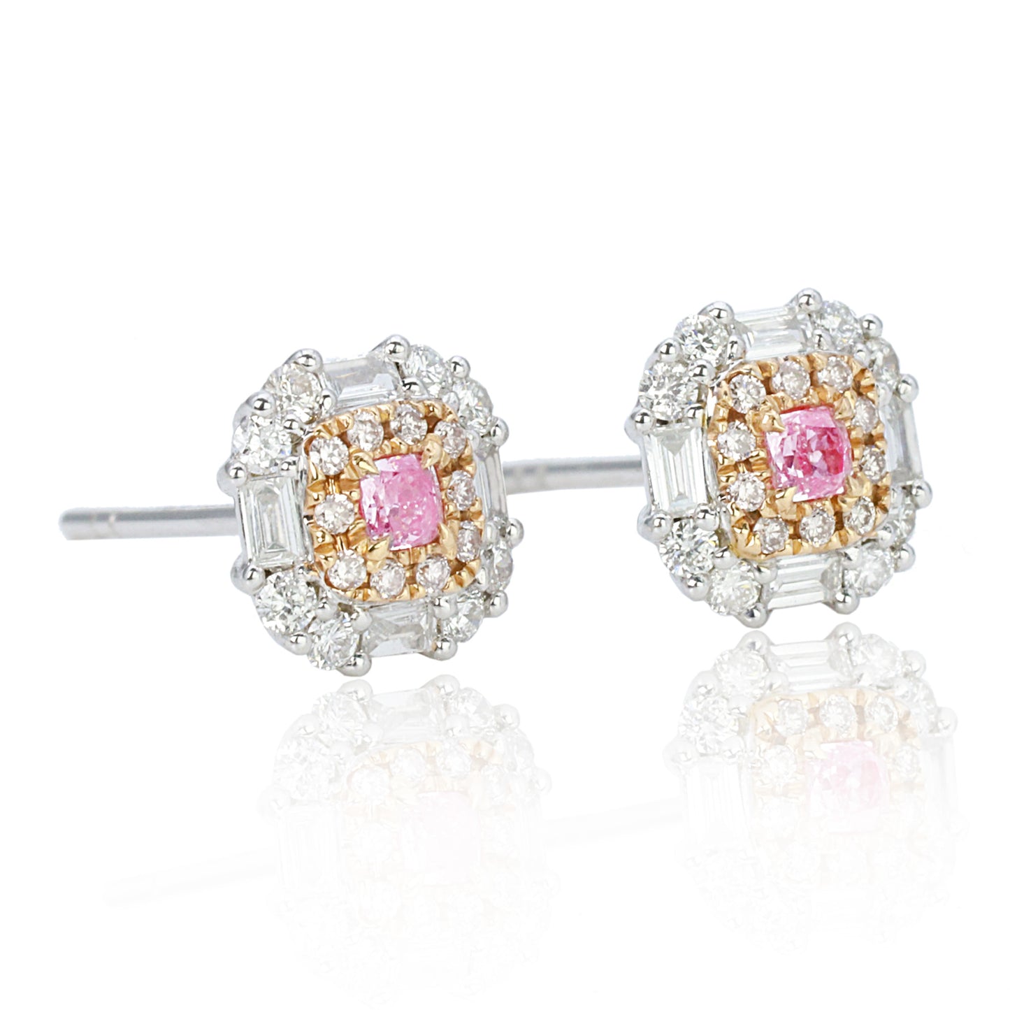 14k/18k gold 0.58 ctw fany pink diamond & diamond earrings