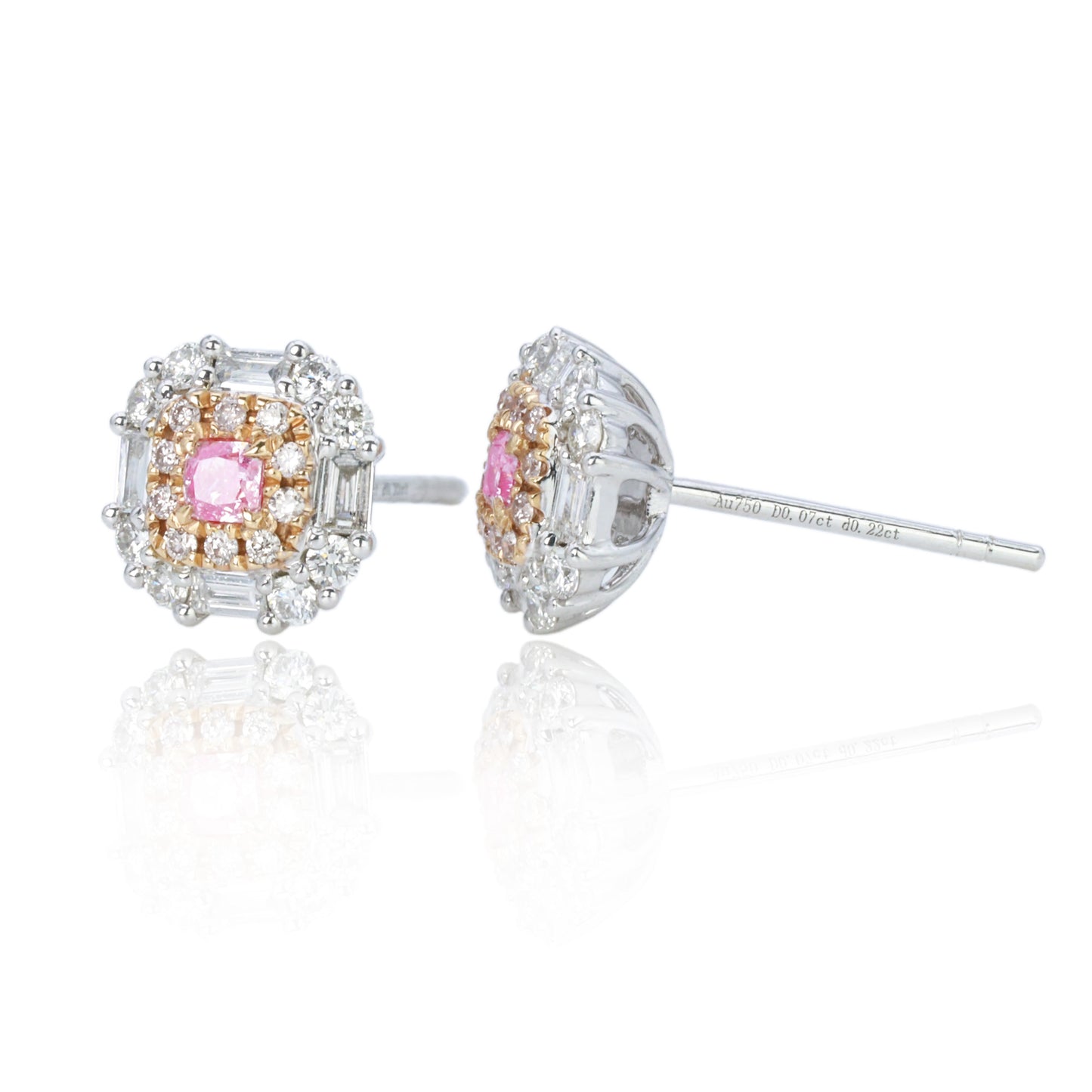 14k/18k gold 0.58 ctw fany pink diamond & diamond earrings