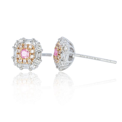 14K/18K GOLD 0.58 CTW FANY PINK DIAMOND & DIAMOND EARRINGS