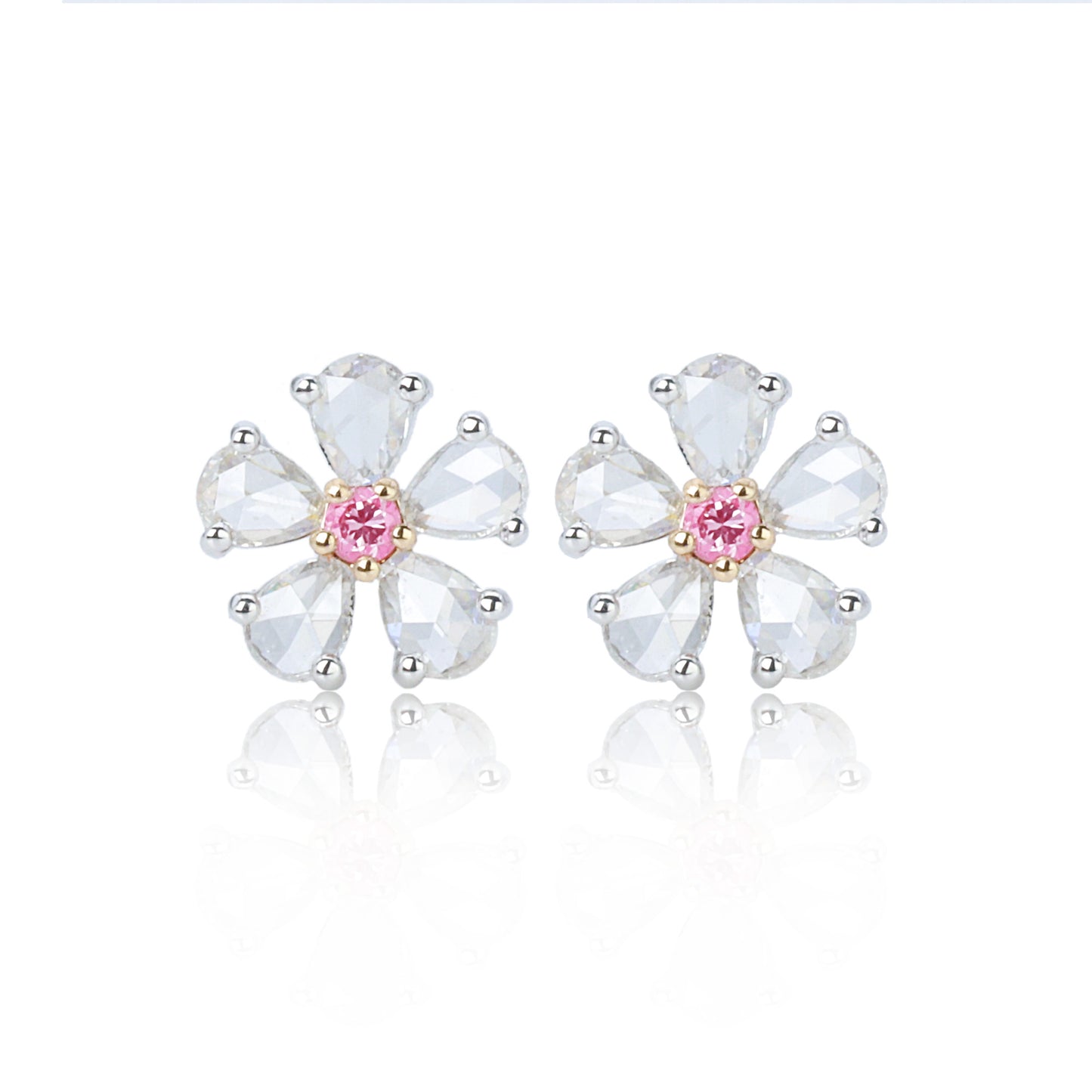 14k/18k gold 0.30 ctw fancy pink diamond & diamond earrings