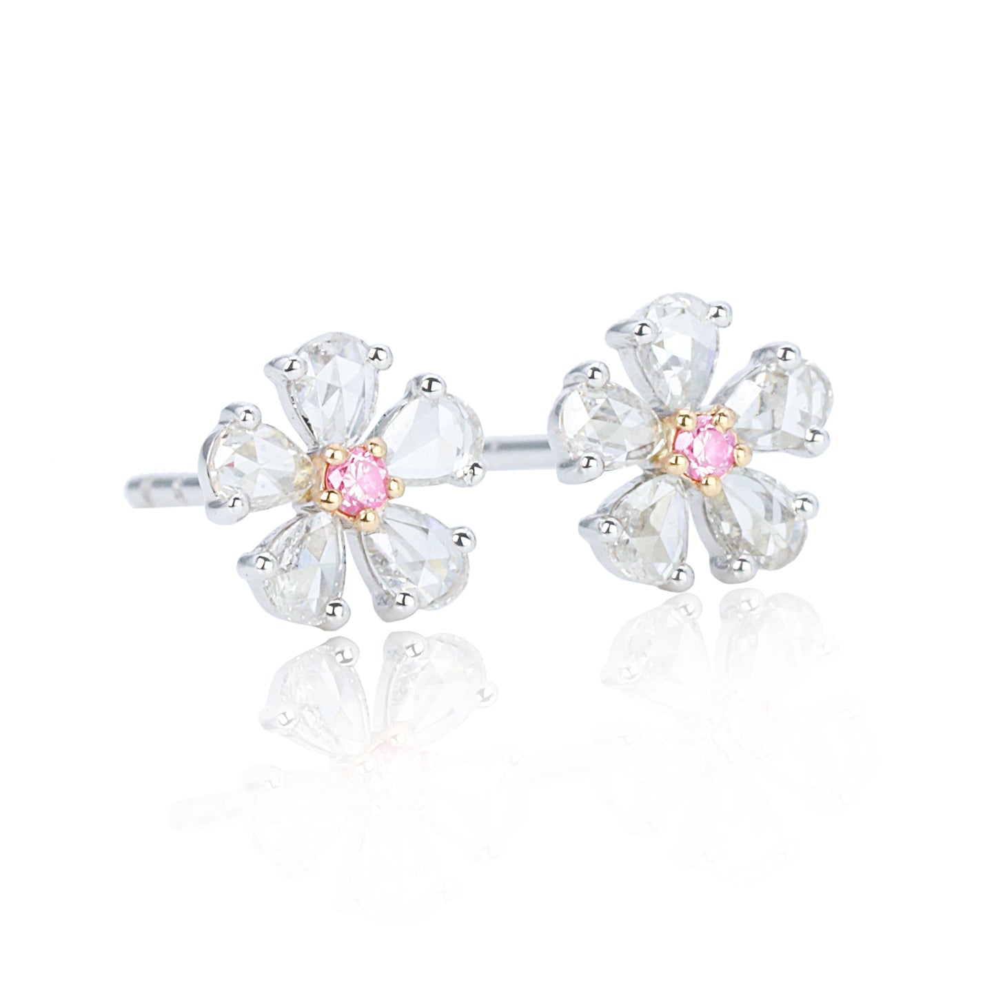 14k/18k gold 0.30 ctw fancy pink diamond & diamond earrings