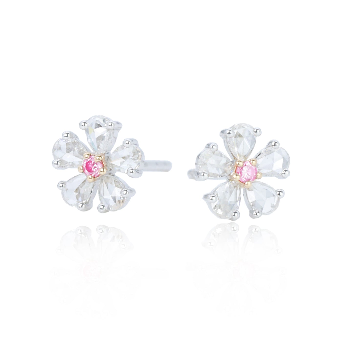 14k/18k gold 0.30 ctw fancy pink diamond & diamond earrings