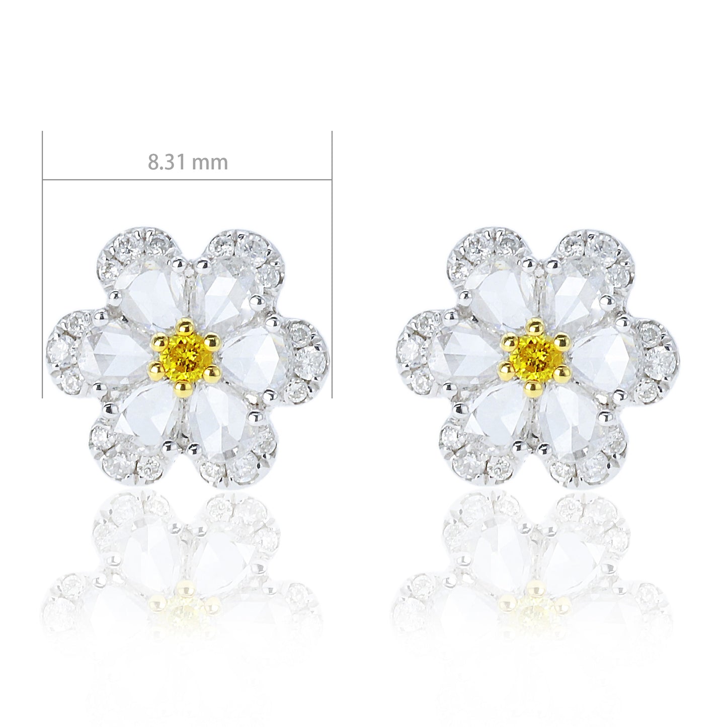 14k/18k gold 0.47  ctw yellow diamond&diamond stud earrings