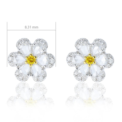 14K/18K GOLD 0.47  CTW YELLOW DIAMOND&DIAMOND STUD EARRINGS