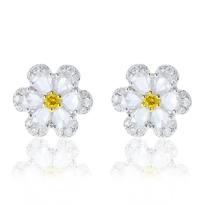 14K/18K GOLD 0.47  CTW YELLOW DIAMOND&DIAMOND STUD EARRINGS