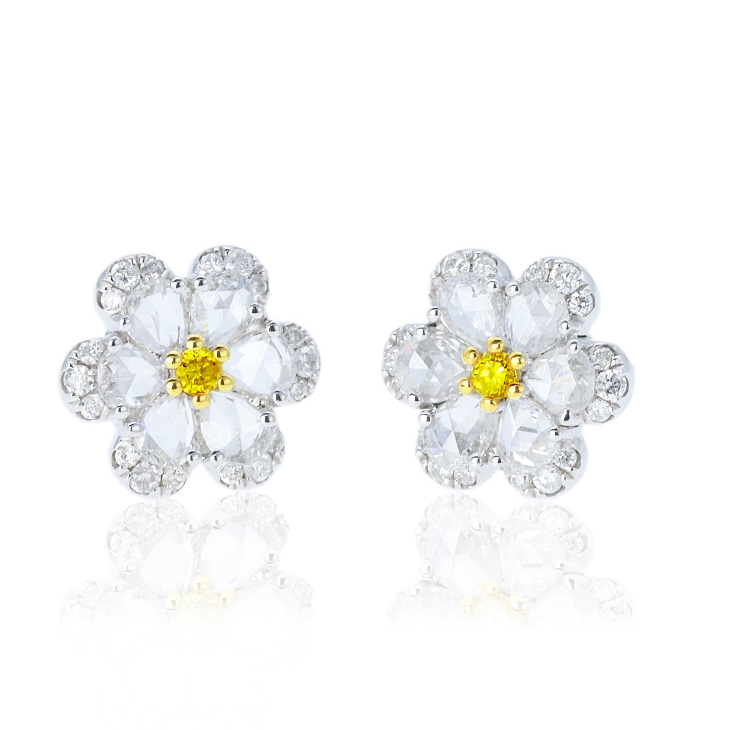 14k/18k gold 0.47  ctw yellow diamond&diamond stud earrings