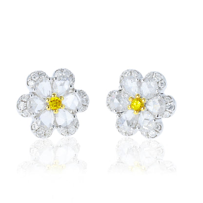 14K/18K GOLD 0.47  CTW YELLOW DIAMOND&DIAMOND STUD EARRINGS