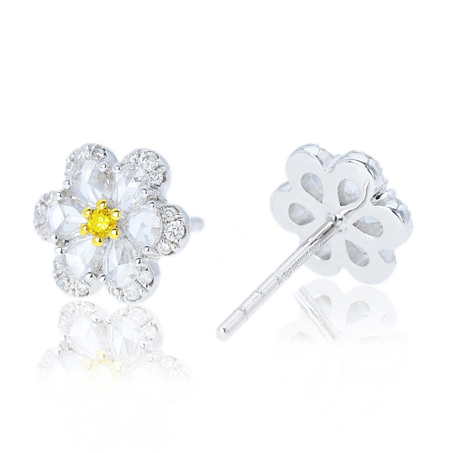 14k/18k gold 0.47  ctw yellow diamond&diamond stud earrings