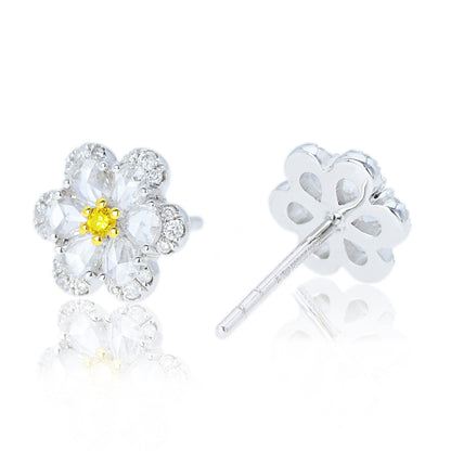 14K/18K GOLD 0.47  CTW YELLOW DIAMOND&DIAMOND STUD EARRINGS