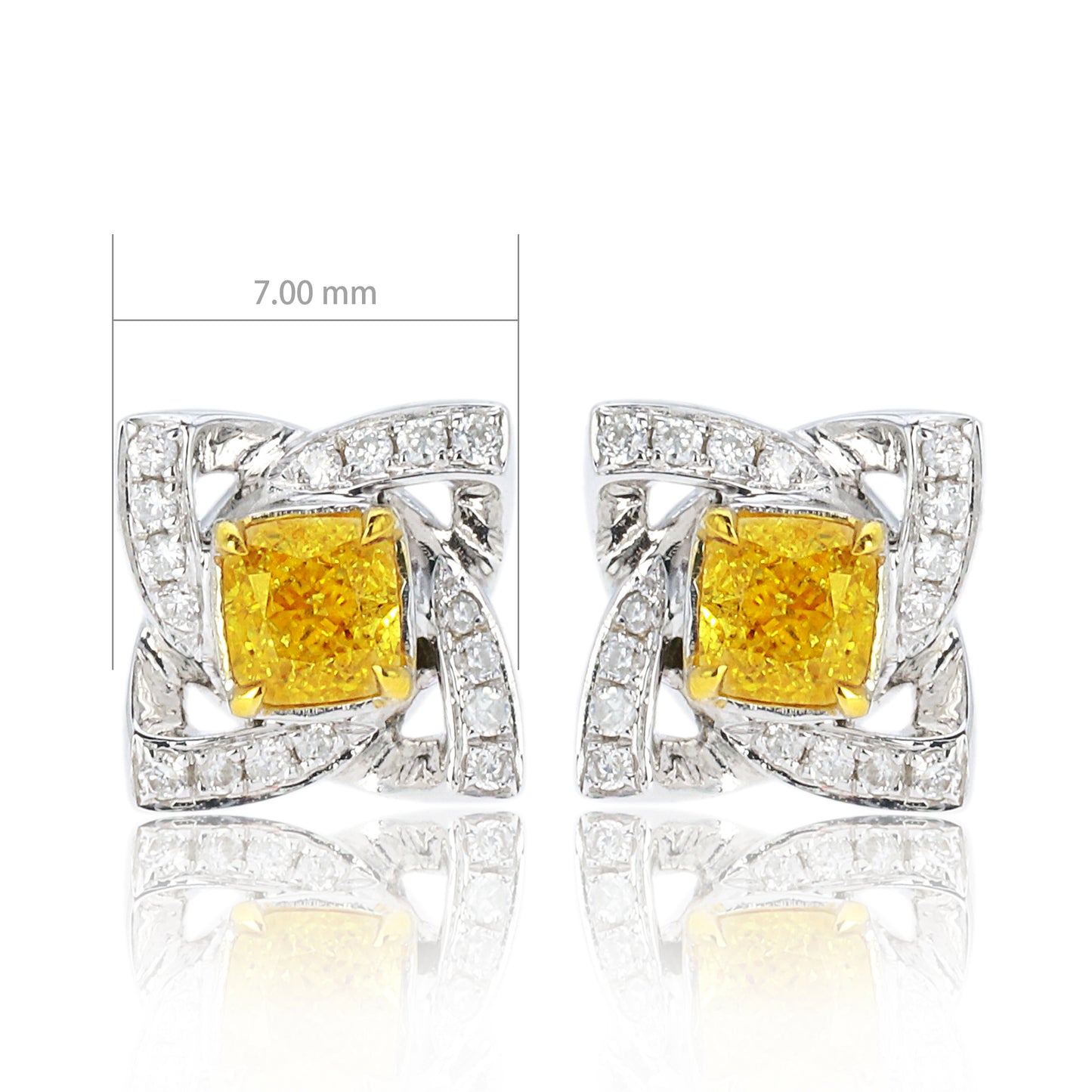 14k/18k gold 0.50 ctw yellow diamond&diamond stud earrings