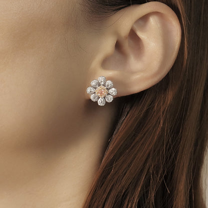 14K GOLD 1.34 CTW NATURAL FANCY PINK DIAMOND & DIAMOND EARRINGS