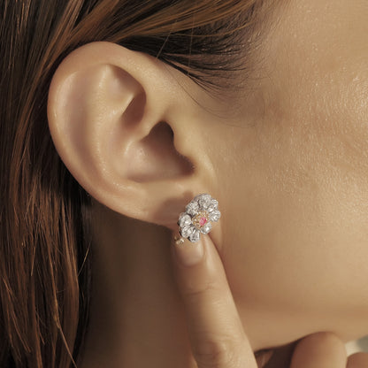 14K GOLD 1.34 CTW NATURAL FANCY PINK DIAMOND & DIAMOND EARRINGS