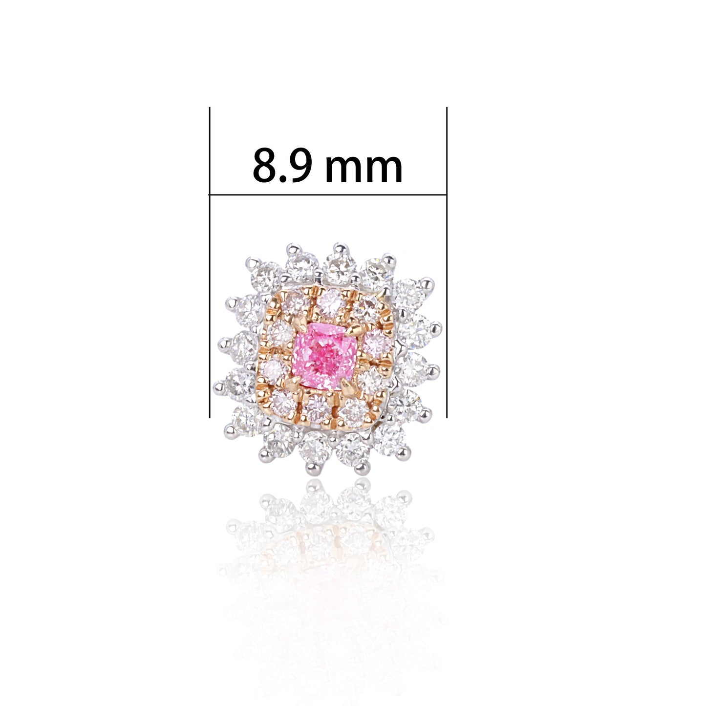 14/18 k gold 0.72 ctw fancy pink diamond & diamond stud earrings