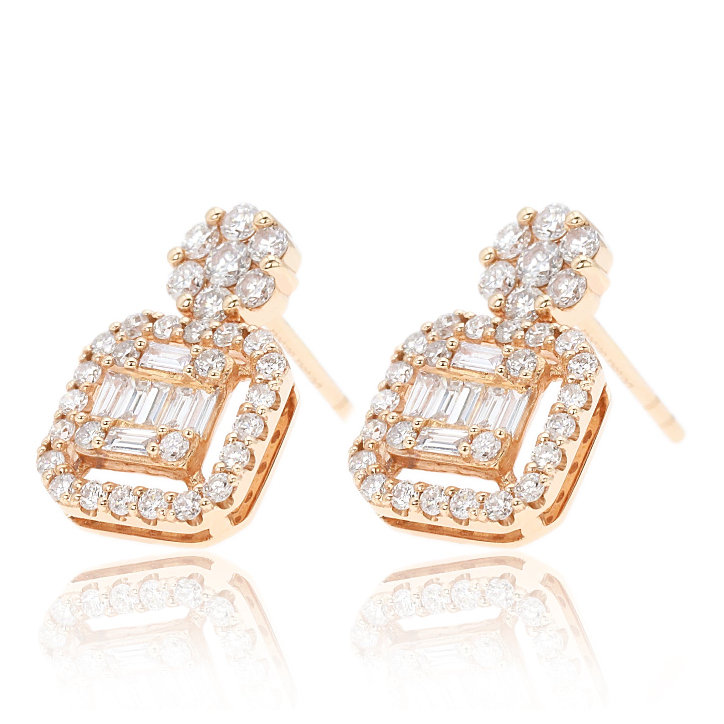 14k/18k rose gold  0.78 ctw h diamond dangle earrings